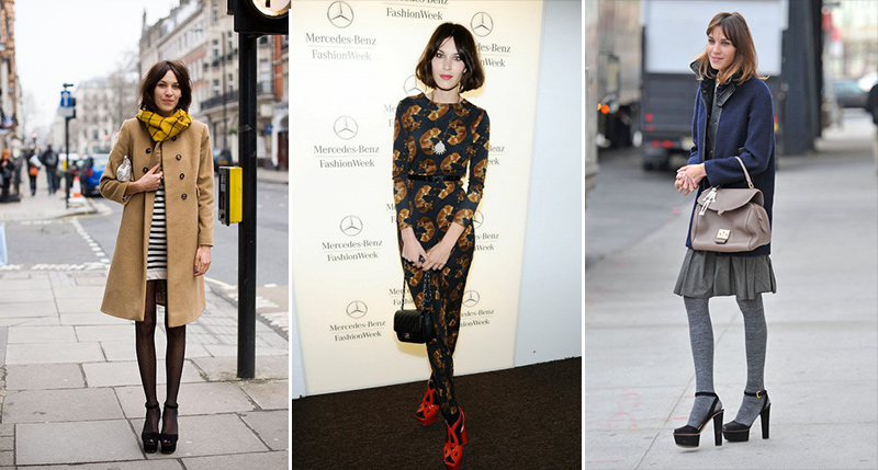 Alexa Chung is wearing tights and sandals