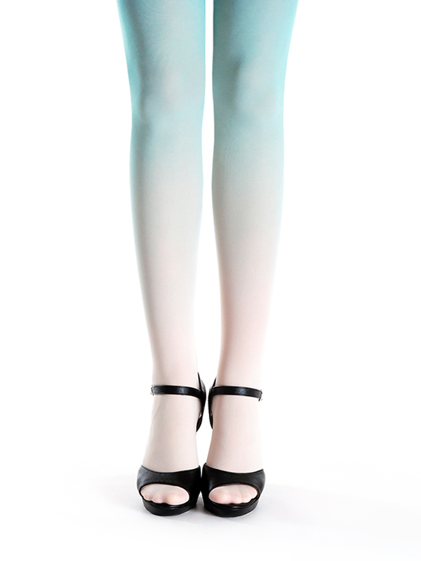 Ivory-mint ombre tights