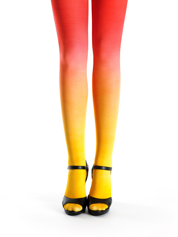 Yellow-red ombre tights