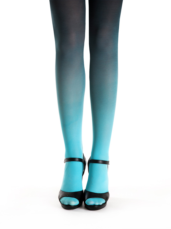 Turquoise-black ombre tights