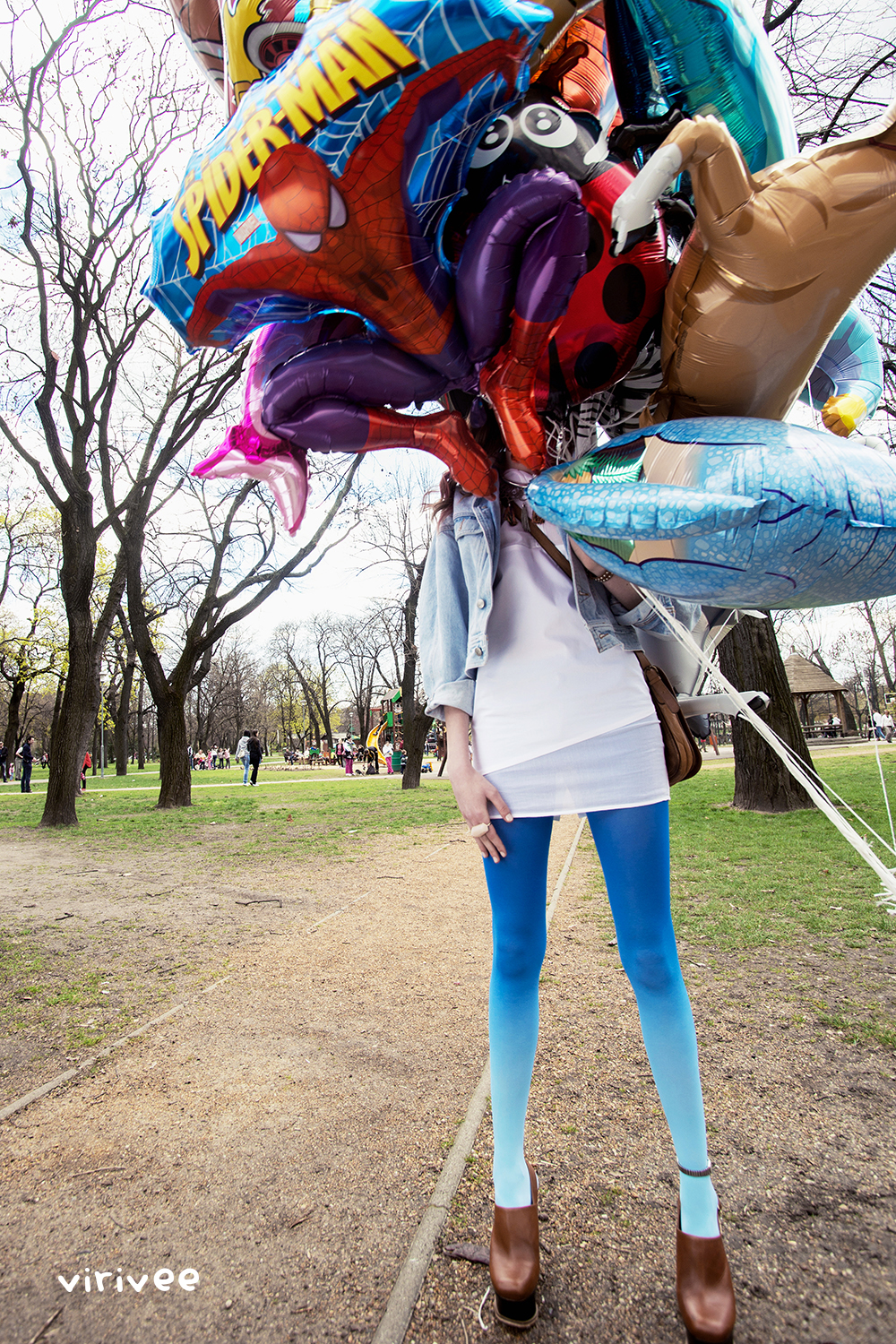 Virivee turquoise-blue ombre tights