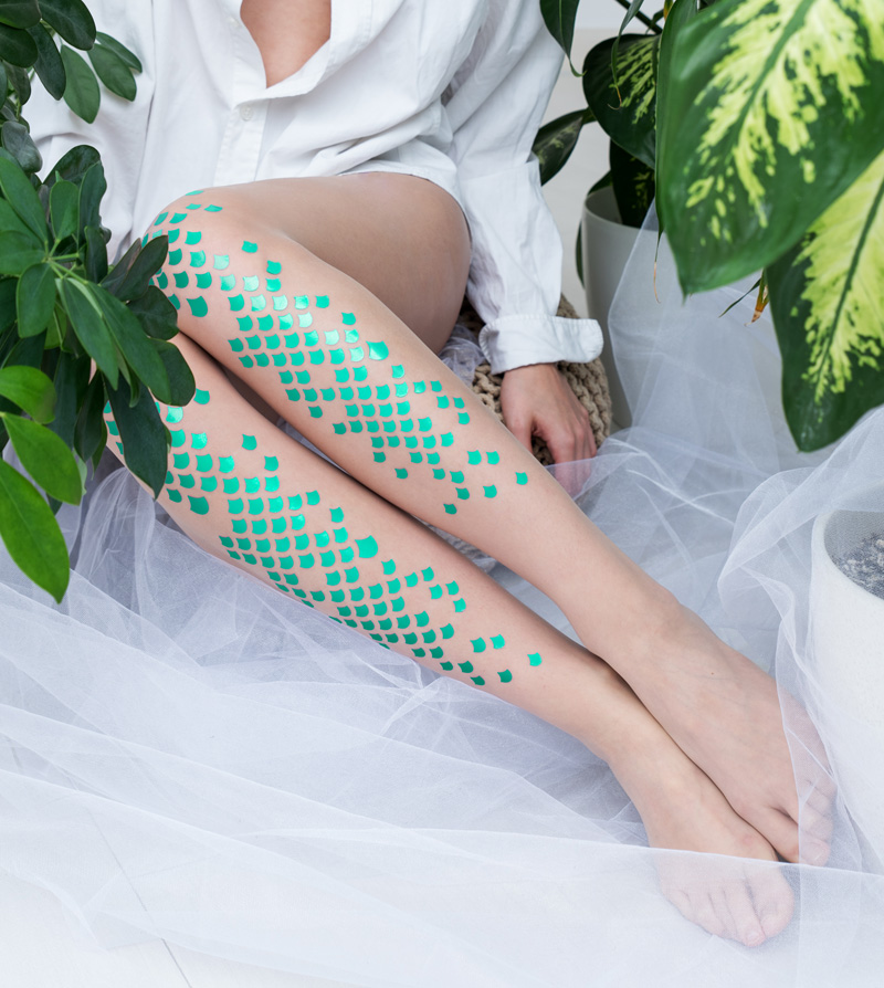 Ariel green mermaid tights by Virivee