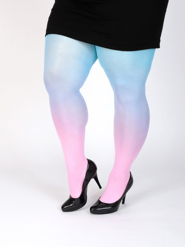 Plus size pink-türkis Strumpfhose