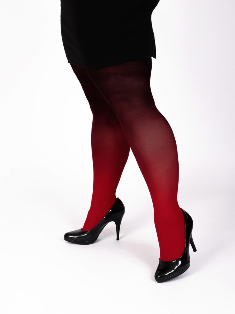 Plus size rot-schwarz Strumpfhose