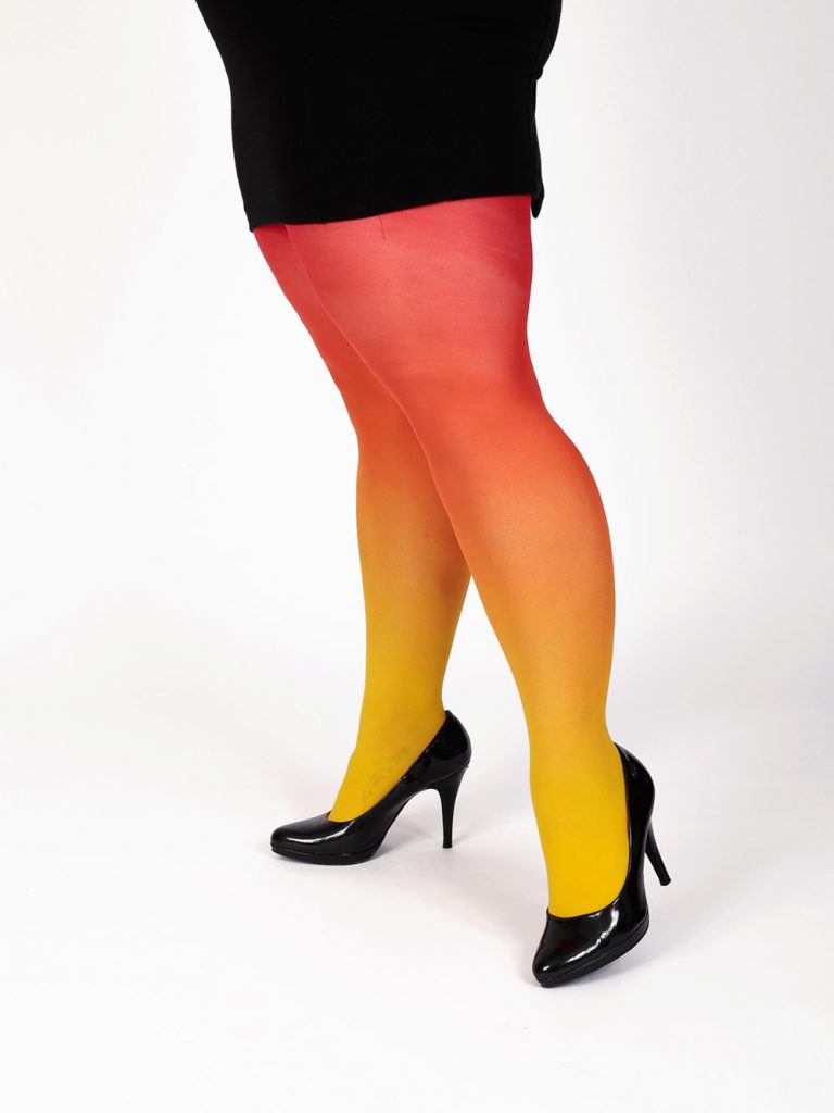 Plus size gelb-rot Strumpfhose