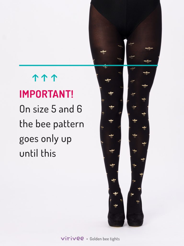 Strumpfhose mit goldenem Bienenmuster