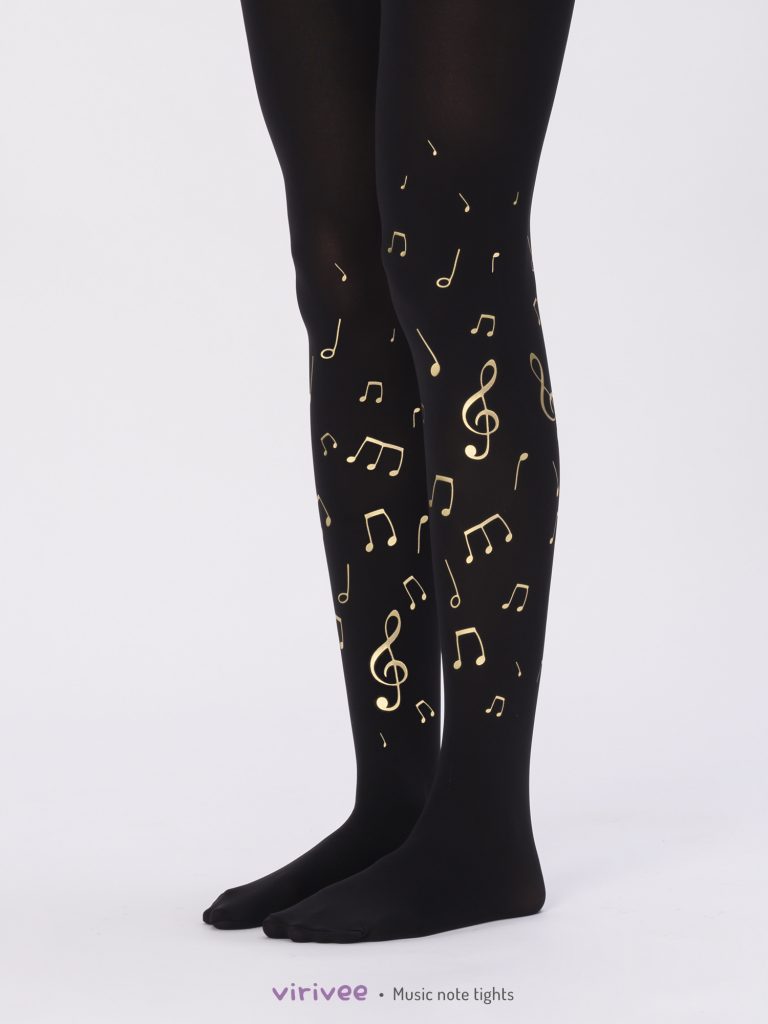 Strumpfhose mit Musik Noten Druck.