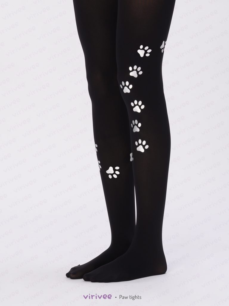 Strumpfhose mit Pfotenabdruck in Silber oder Gold