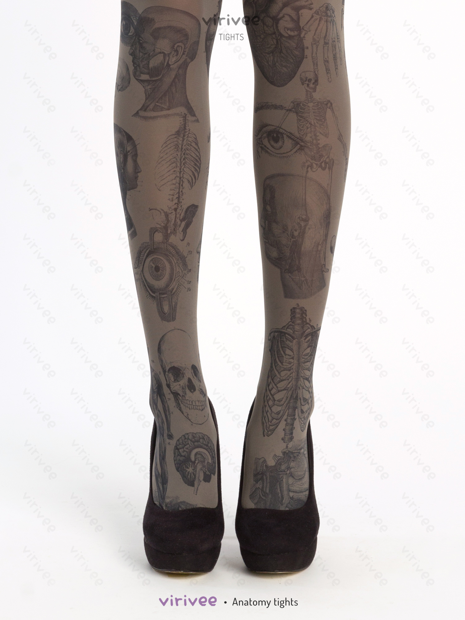 Strumpfhose Mit Anatomie-Illustrationen