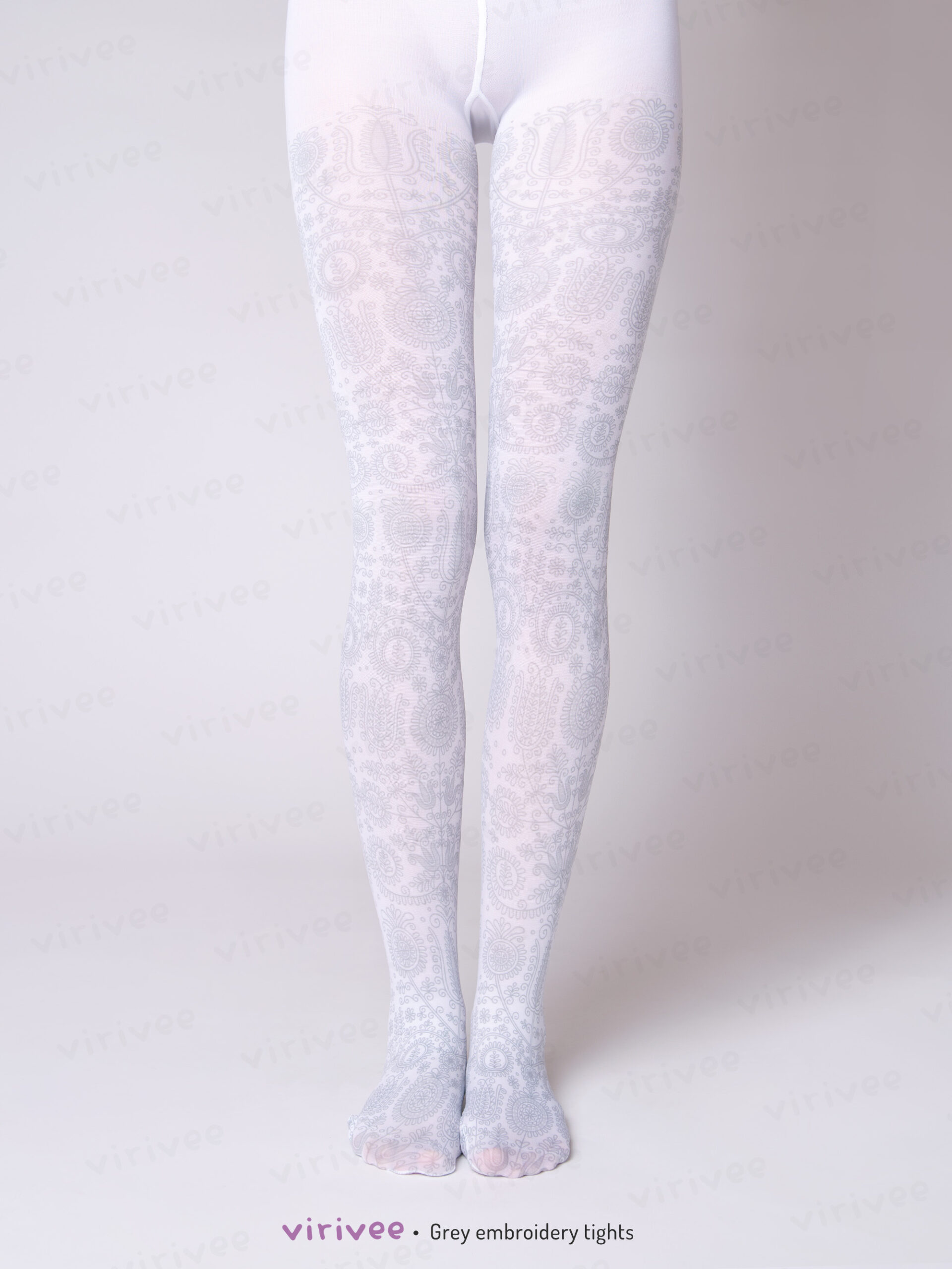 Weiße Strumpfhose Mit Blumenstickerei