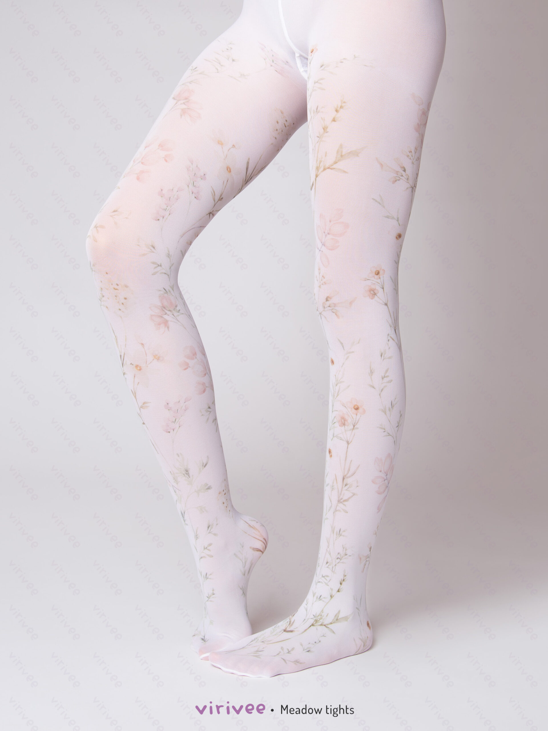 Weiße Strumpfhose Mit Blumenwiese