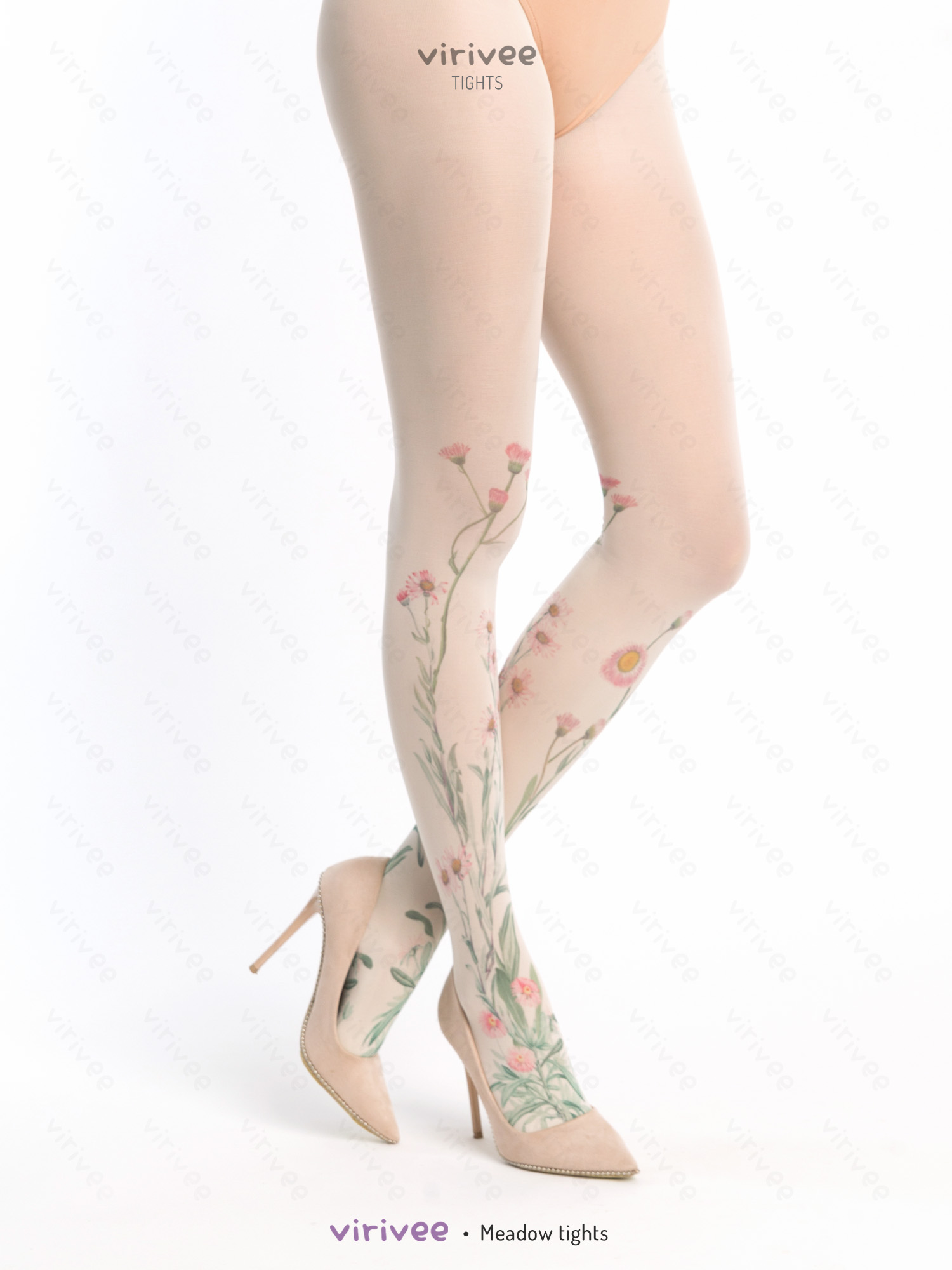Strumpfhose Mit Rosa Blumenwiese
