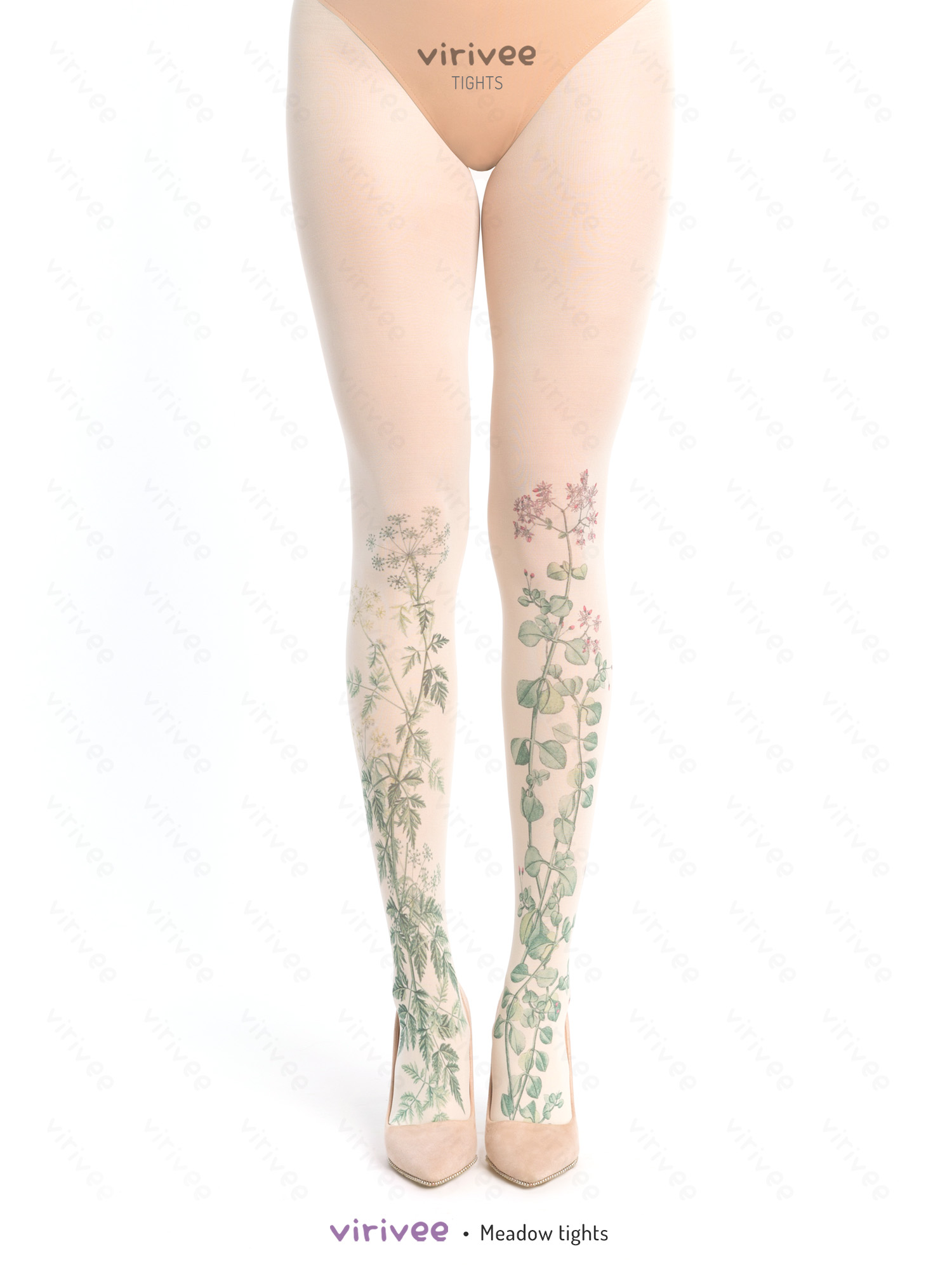 Strumpfhose Mit Grüner Blumenwiese