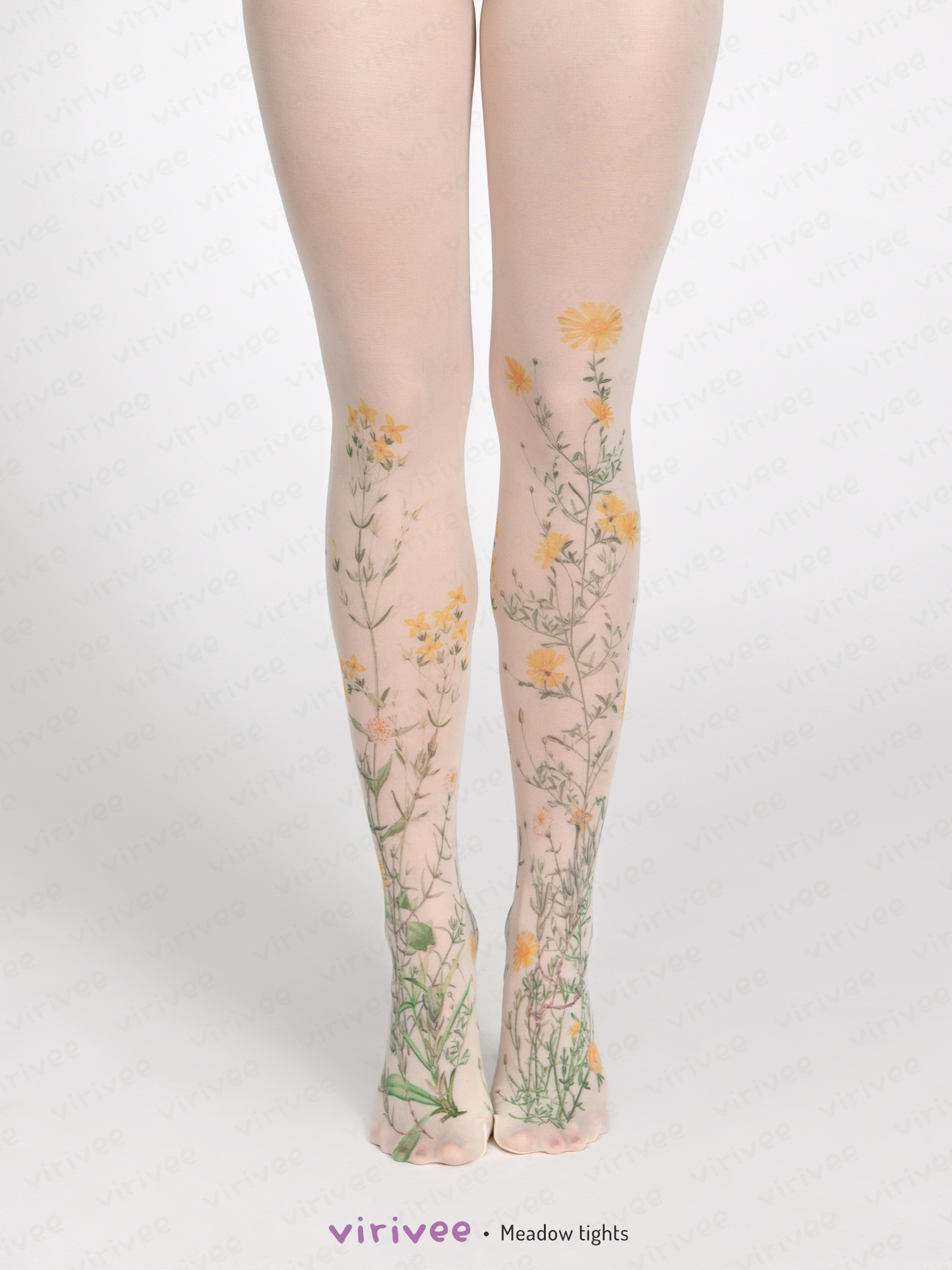 Strumpfhose Mit Gelber Blumenwiese