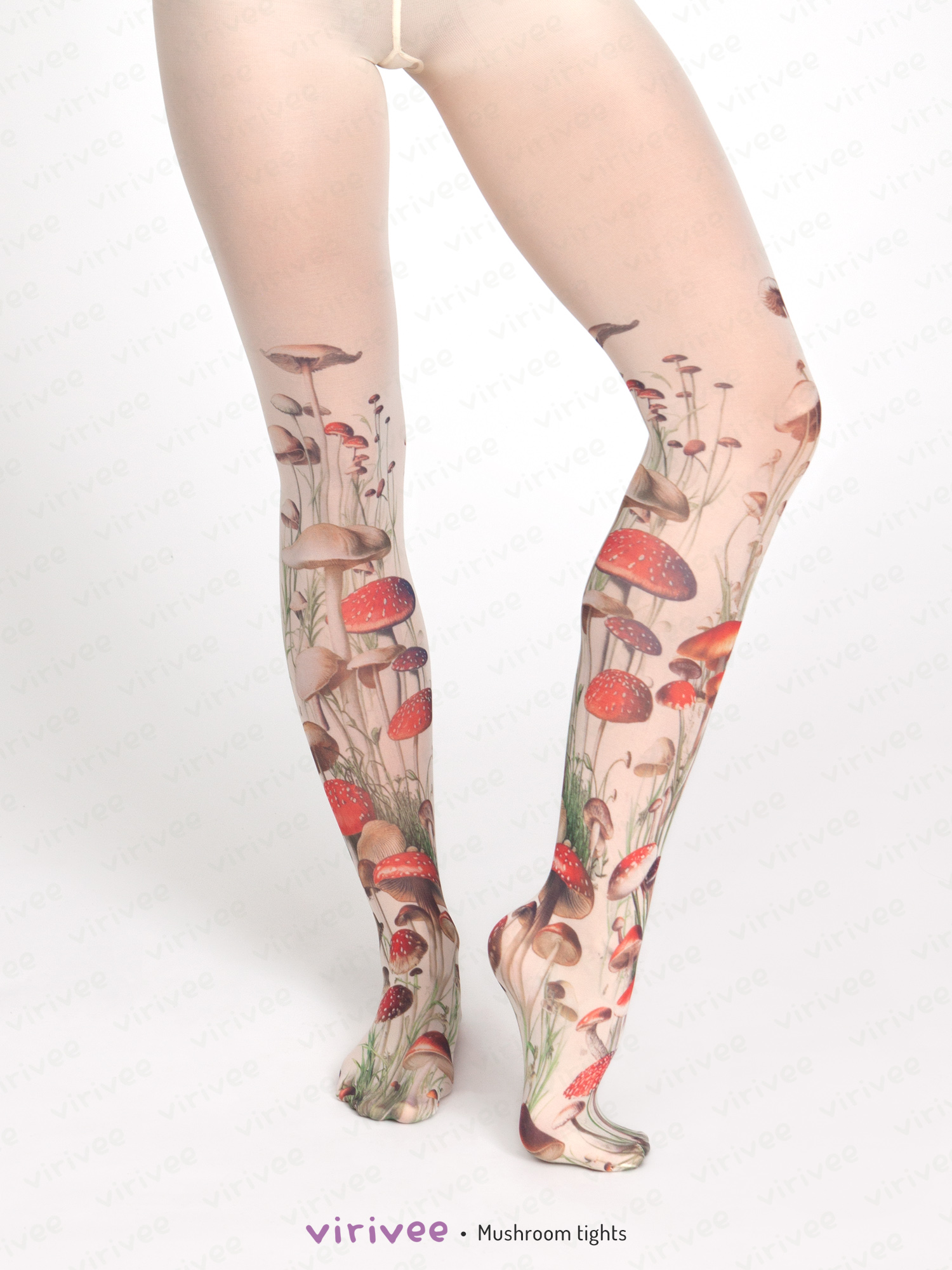 Strumpfhose Botanischer Pilzillustration S
