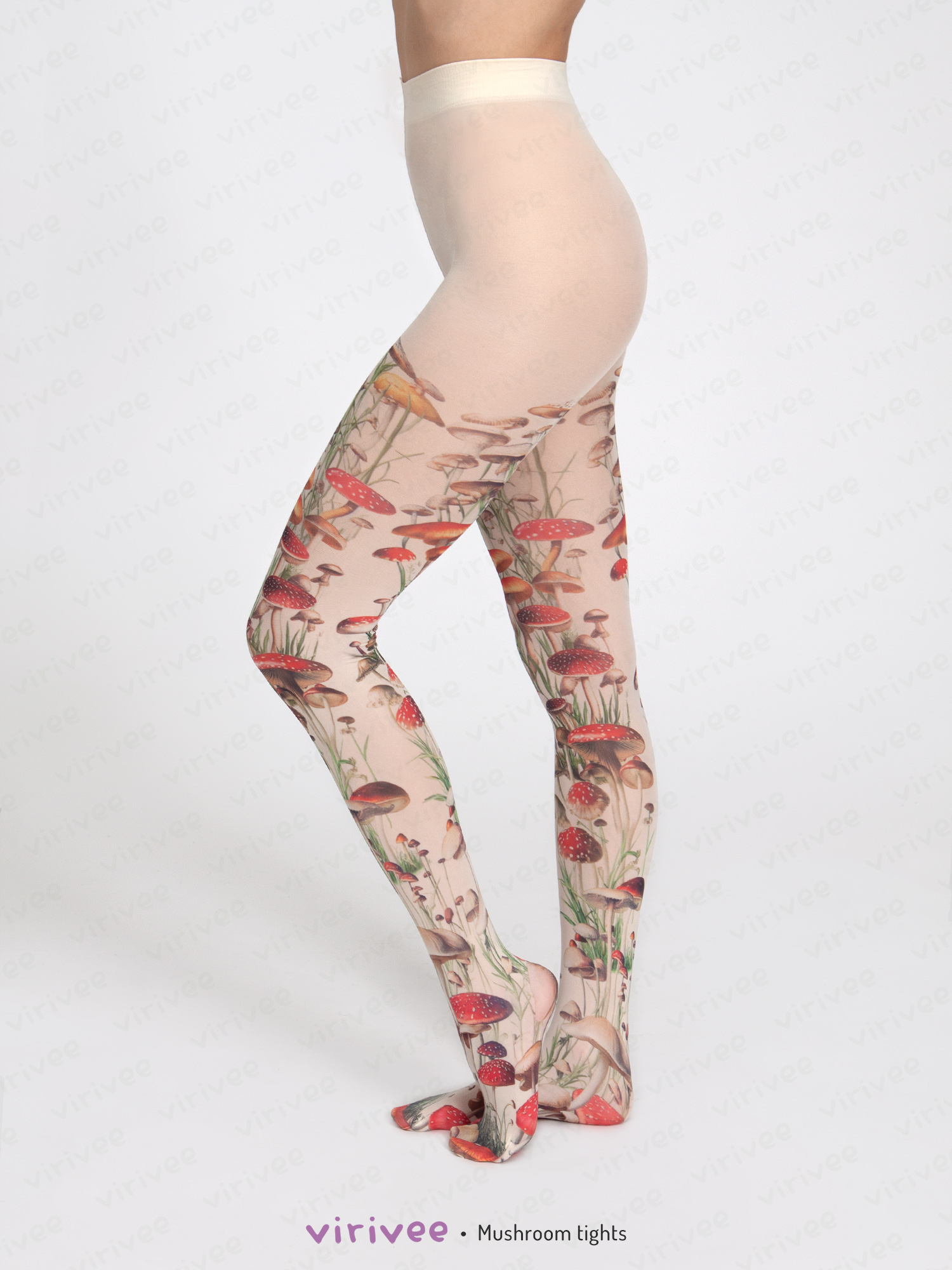 Strumpfhose Botanischer Pilzillustration L
