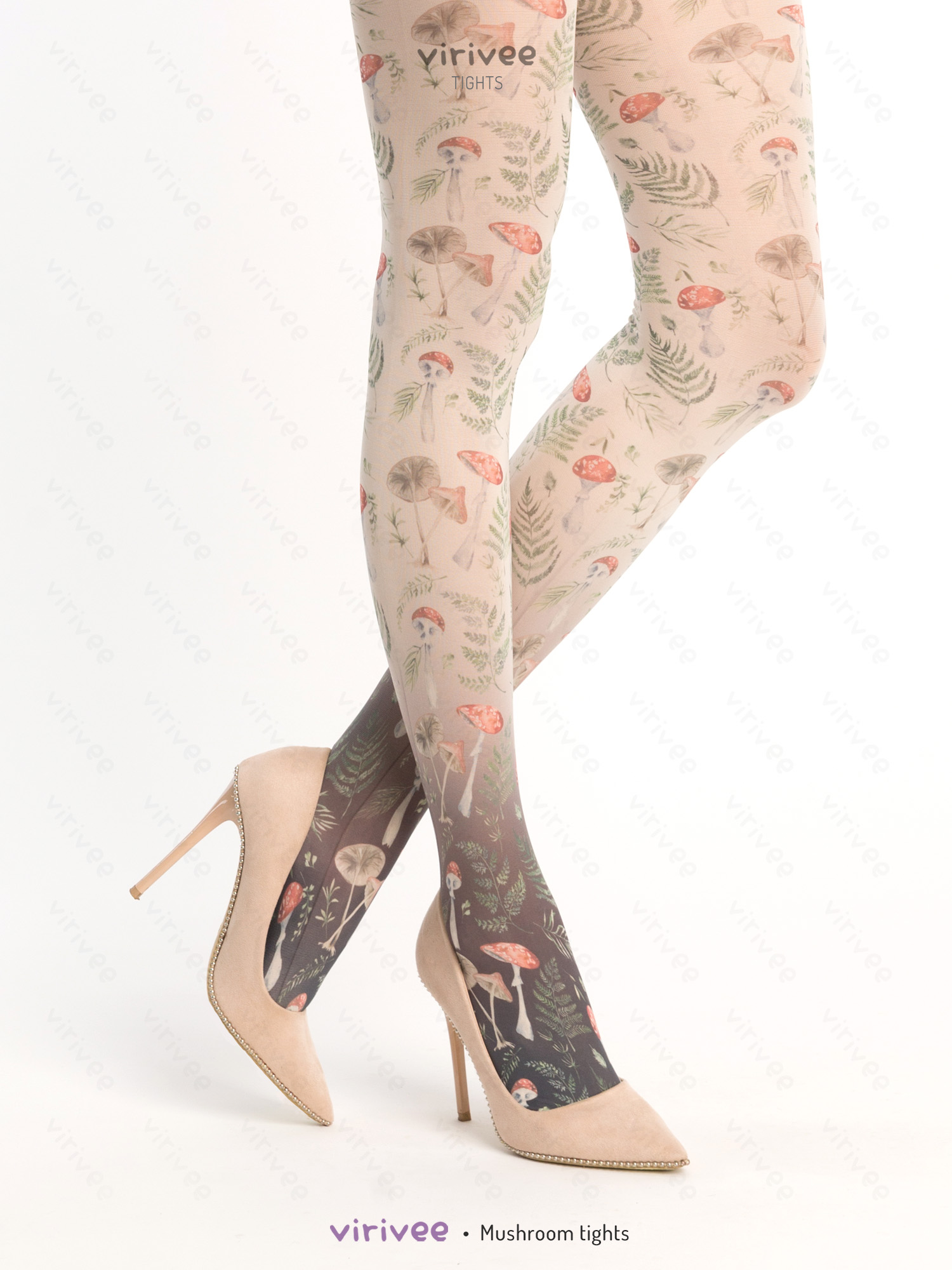 Strumpfhose Mit Ombre-Pilzmuster