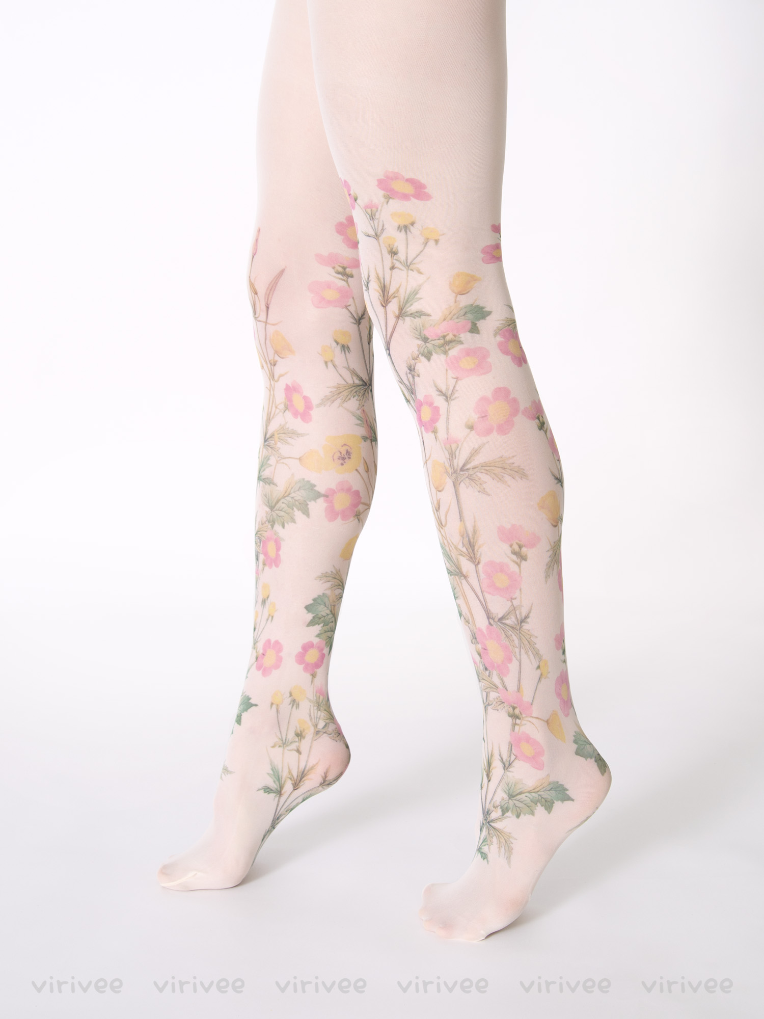 Strumpfhose Mit Pastellfarbener Blumenwiese