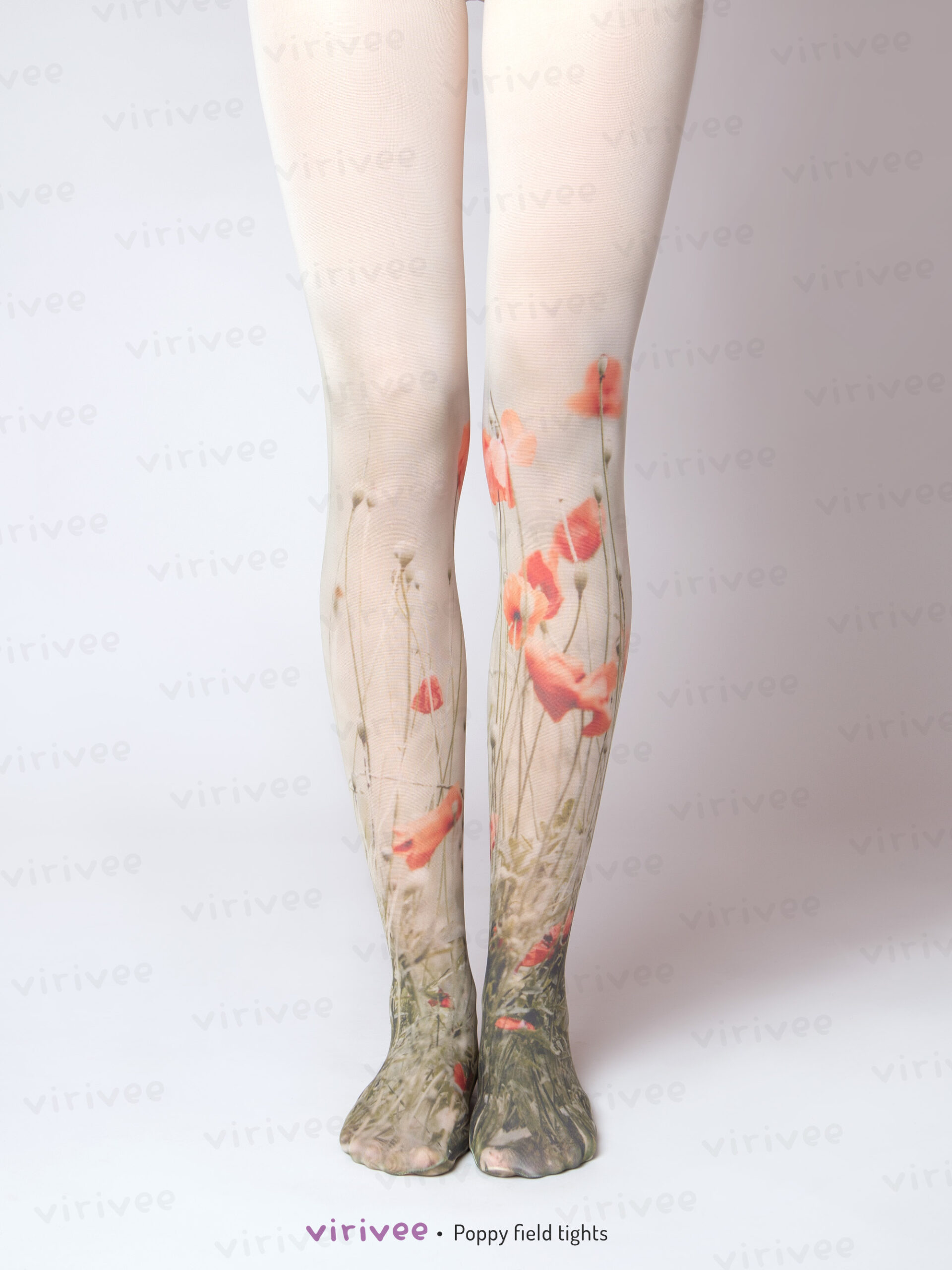 Strumpfhose Mit Mohnfeldfoto